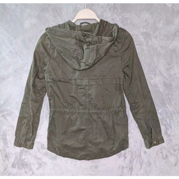 DIVIDED By H&M Sz 4 Hooded Jacket Womens Army Green Lightweight Utility Olive - Picture 4 of 6